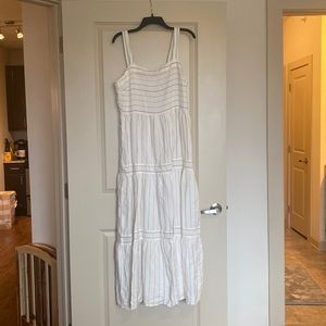 LOFT White Dress with Multicolor Stripes - 12